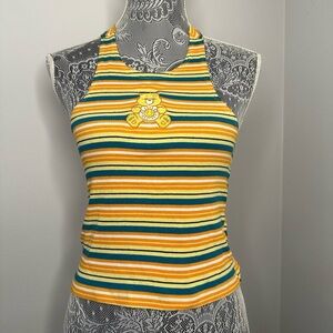 Care Bears Sunshine Bear Embroidered Striped Racerback Tank Top 90s Y2K 80s. M.